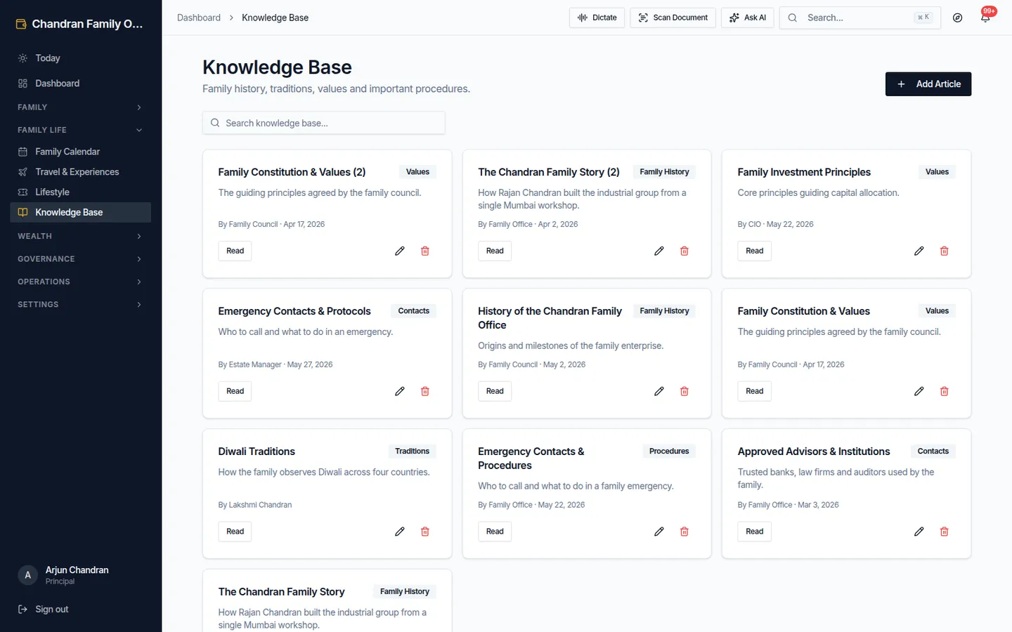 The family knowledge base