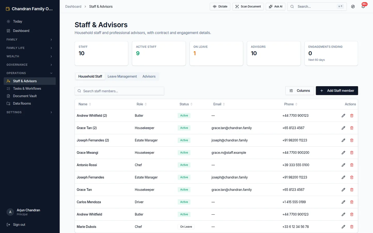 Staff records and the advisor directory